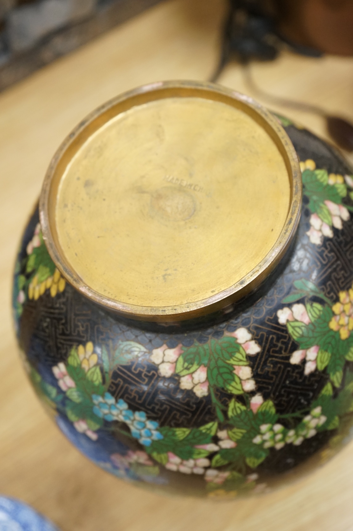 An early 20th century Chinese cloisonné enamel garlic mouth vase, 37cm high